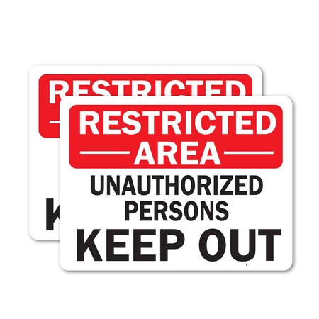 Signmission Restricted Area Unauthorized People Keep Out OSHA ANSI Sign, Vinyl Decal, 18in W x 12in L, 2PK OS-2PACK-MISC-D-1218-L-19512